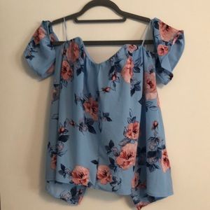 Blue off the shoulder top